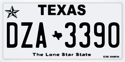 TX license plate DZA3390