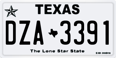 TX license plate DZA3391