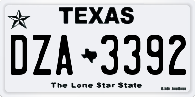 TX license plate DZA3392