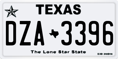 TX license plate DZA3396