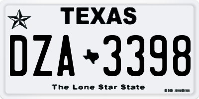 TX license plate DZA3398