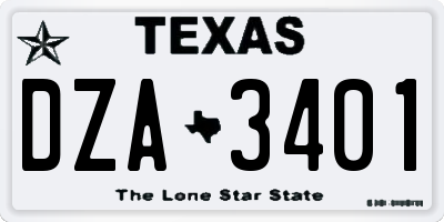 TX license plate DZA3401