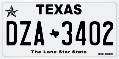 TX license plate DZA3402
