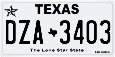 TX license plate DZA3403