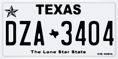 TX license plate DZA3404