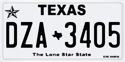 TX license plate DZA3405