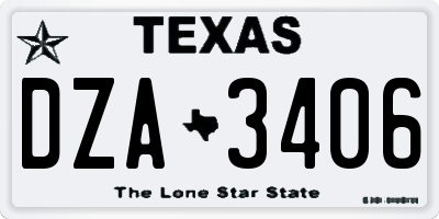 TX license plate DZA3406