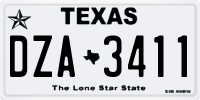 TX license plate DZA3411