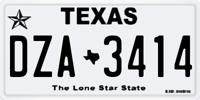 TX license plate DZA3414