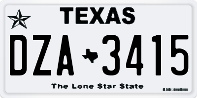 TX license plate DZA3415