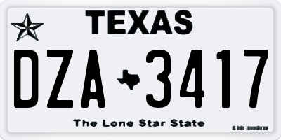 TX license plate DZA3417