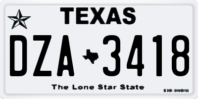 TX license plate DZA3418