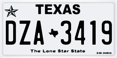 TX license plate DZA3419