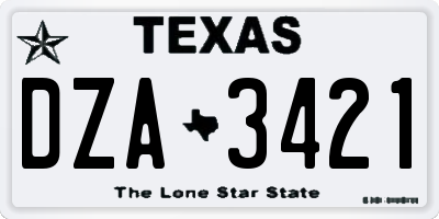 TX license plate DZA3421