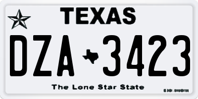 TX license plate DZA3423