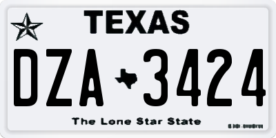 TX license plate DZA3424
