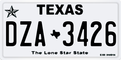 TX license plate DZA3426