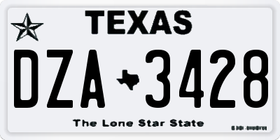 TX license plate DZA3428