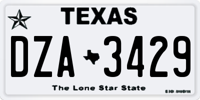 TX license plate DZA3429