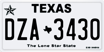 TX license plate DZA3430
