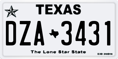 TX license plate DZA3431