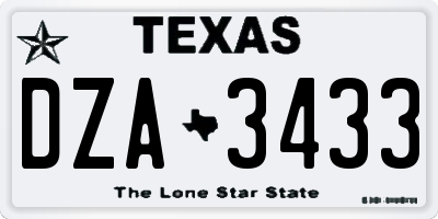 TX license plate DZA3433