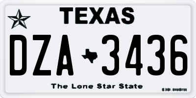 TX license plate DZA3436