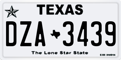TX license plate DZA3439