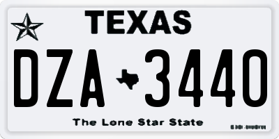TX license plate DZA3440
