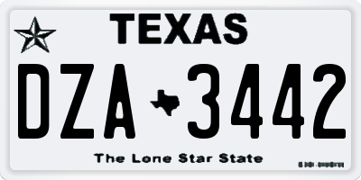 TX license plate DZA3442