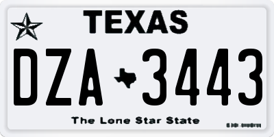 TX license plate DZA3443