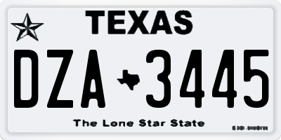 TX license plate DZA3445