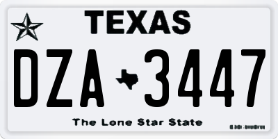 TX license plate DZA3447