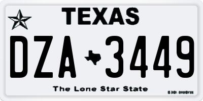 TX license plate DZA3449