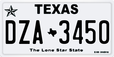 TX license plate DZA3450