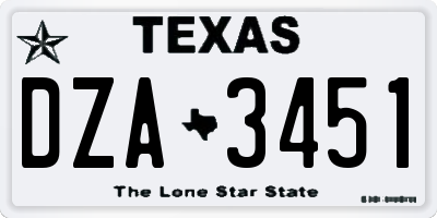 TX license plate DZA3451