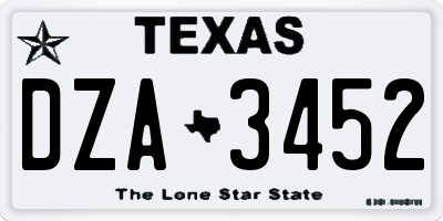 TX license plate DZA3452