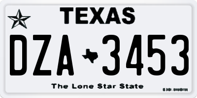 TX license plate DZA3453