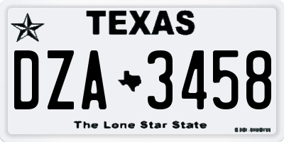 TX license plate DZA3458