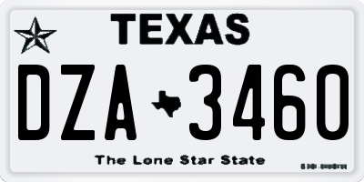TX license plate DZA3460