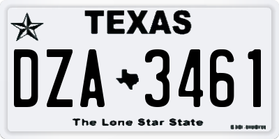 TX license plate DZA3461