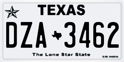 TX license plate DZA3462