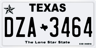 TX license plate DZA3464