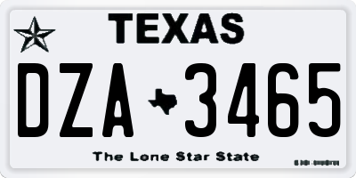 TX license plate DZA3465