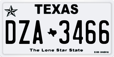 TX license plate DZA3466