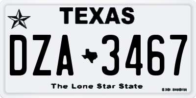 TX license plate DZA3467