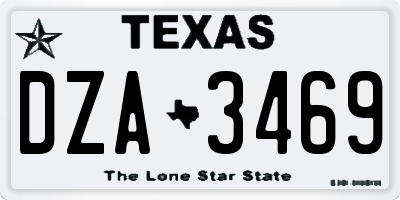 TX license plate DZA3469