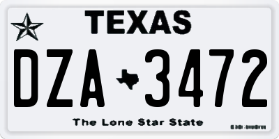 TX license plate DZA3472
