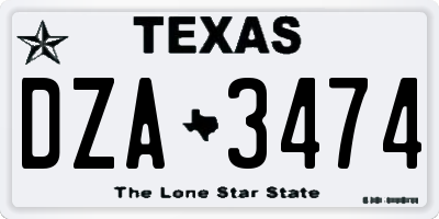 TX license plate DZA3474