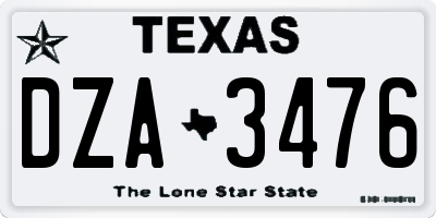 TX license plate DZA3476